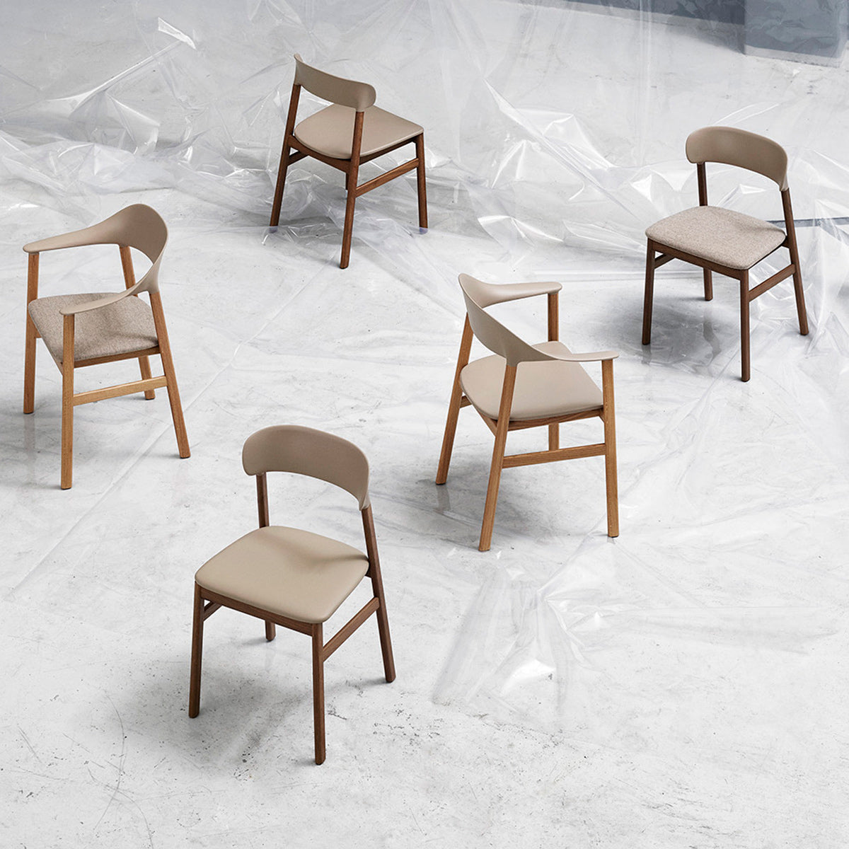 Herit Upholstery Chair by Normann Copenhagen, showing herit upholstery chairs in live shot.
