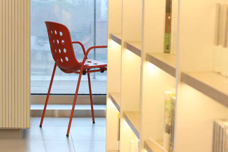 Holi Arm Chair by Toou, showing angle view of arm chair in the live shot.