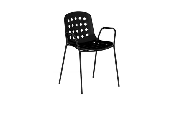 Holi Arm Chair by Toou - Open Shell, Black Seat.