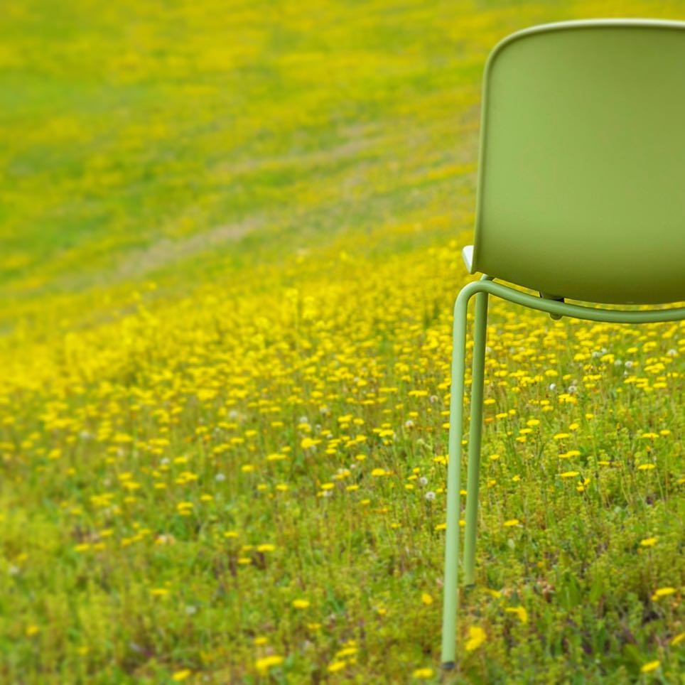 Holi Side Chair by Toou, showing closeup view of side chair in the live shot.