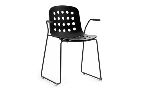 Holi Sled Base Armchair by Toou - Open Shell, Black.