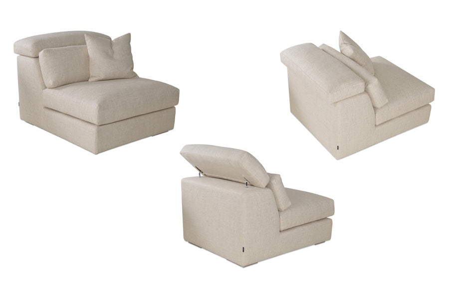 Hollywood Sectional Sofa by sohoConcept, showing pieces of hollywood sectional sofa in cream tweed.