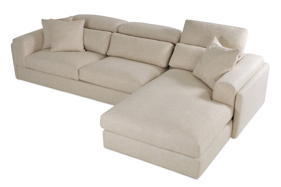 Hollywood Sectional Sofa by sohoConcept, showing front view of hollywood sectional sofa in cream tweed with right hand face.