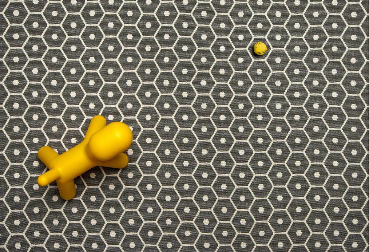 Honey Charcoal & Vanilla Runner Rug by Pappelina, showing top view of honey charcoal & vanilla runner rug.