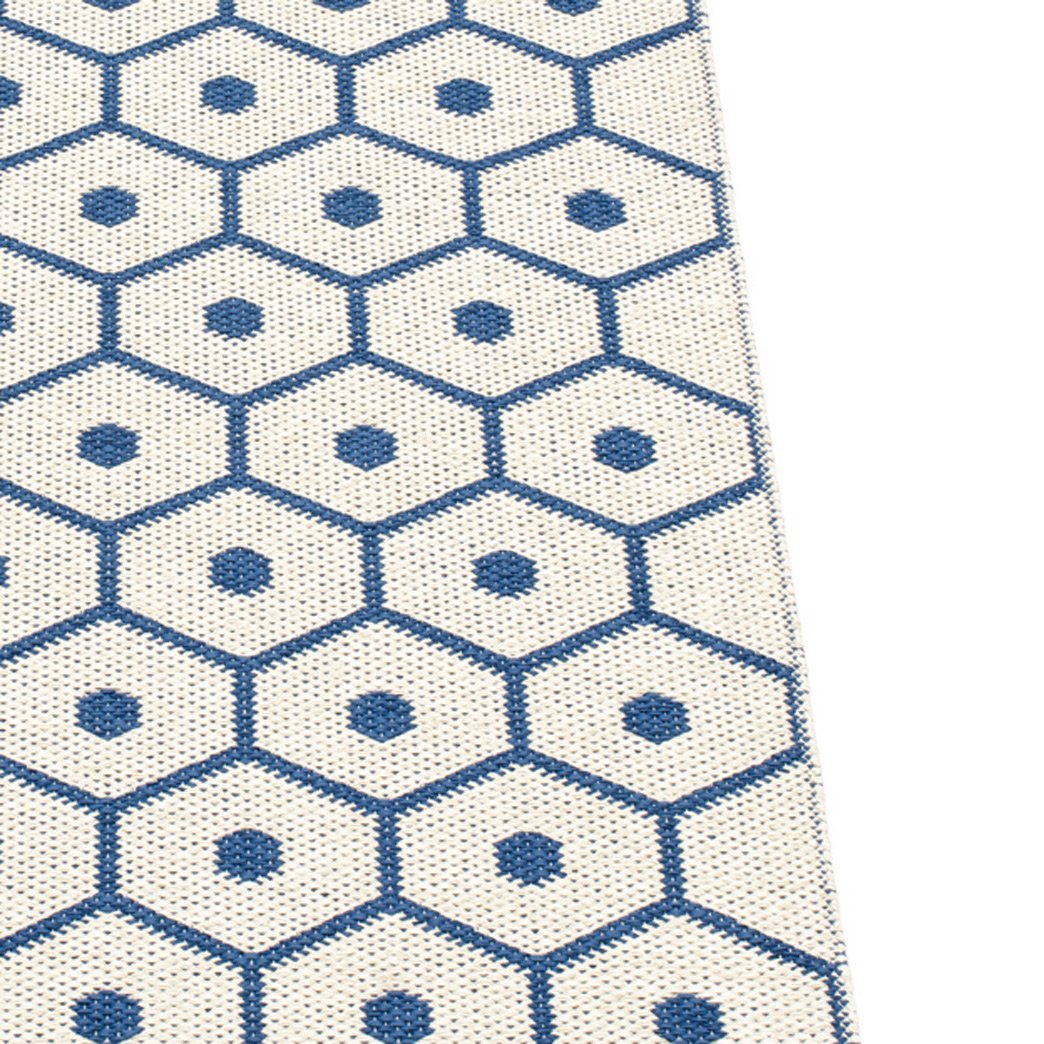 Honey Denim & Vanilla Runner Rug by Pappelina, showing closeup view of honey denim & vanilla runner rug.