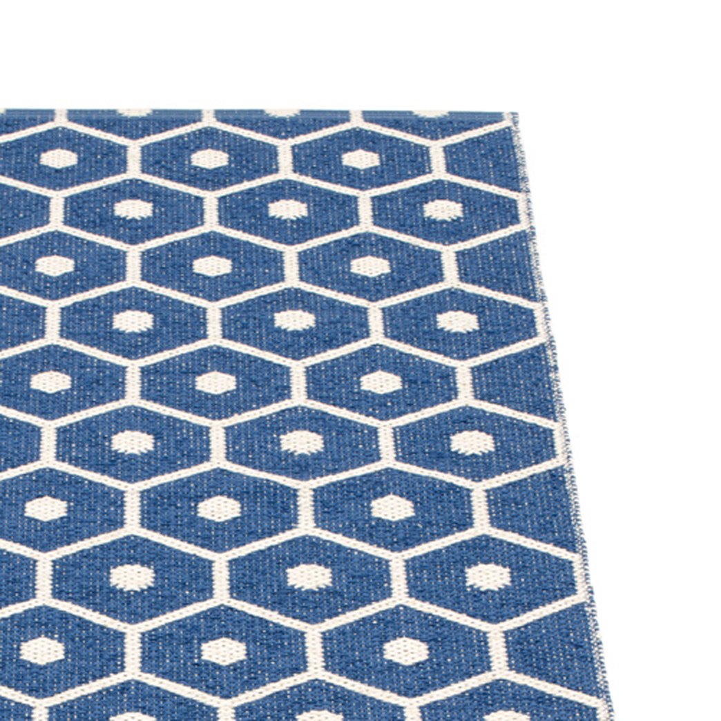 Honey Denim & Vanilla Runner Rug by Pappelina, showing closeup view of honey denim & vanilla runner rug.