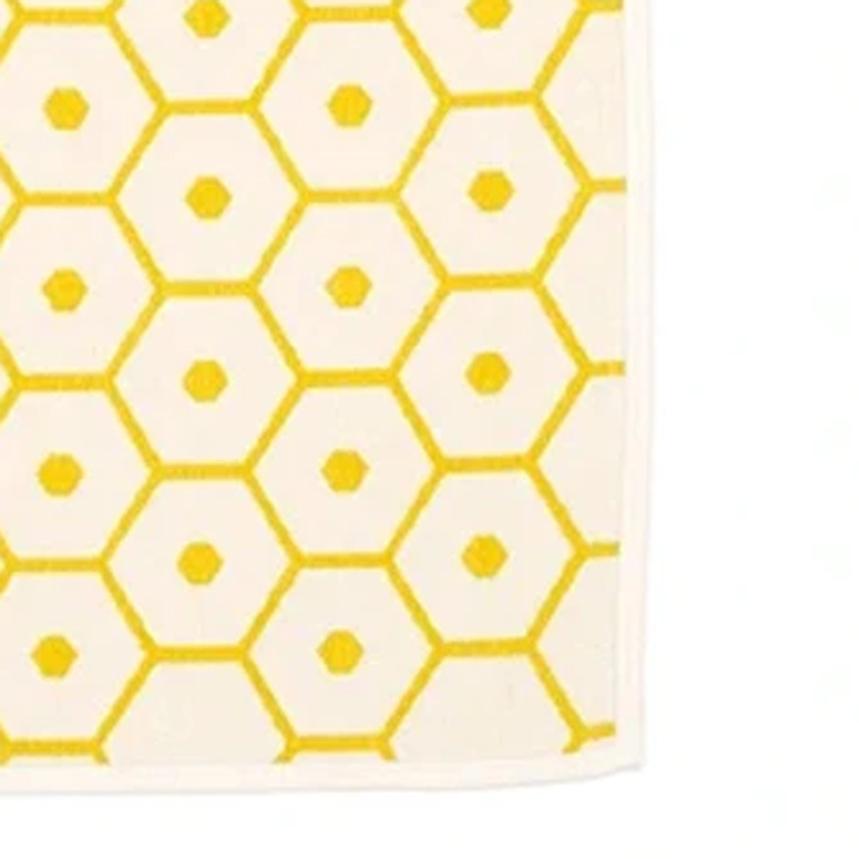 Honey Mustard & Vanilla Runner Rug by Pappelina, showing closeup view of honey mustard & vanilla runner rug in back side.