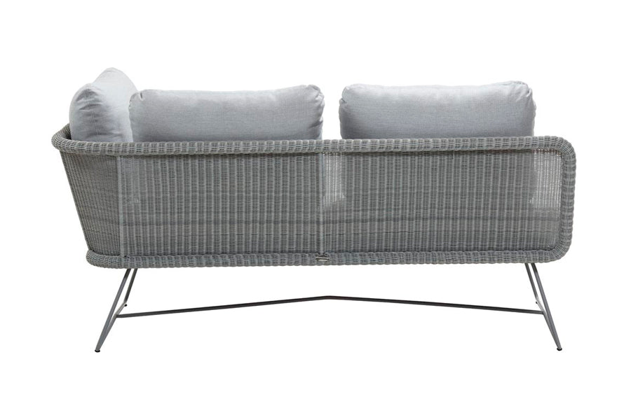 Horizon 2 Seater Sofa Module by Cane-Line, showing back view of horizon 2 seater module in left module/light grey frame/light grey cushions.