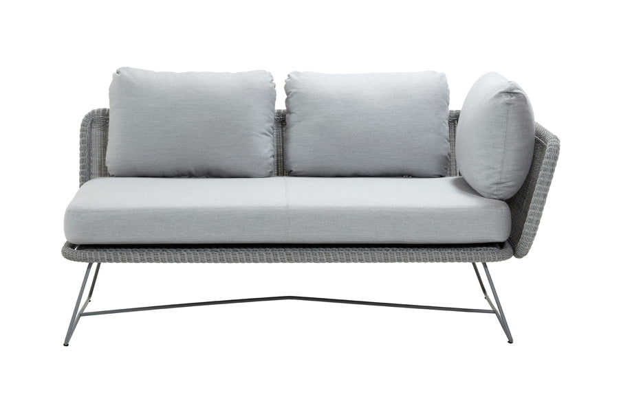 Horizon 2 Seater Sofa Module by Cane-Line, showing front view of horizon 2 seater module in left module/light grey frame/light grey cushions.