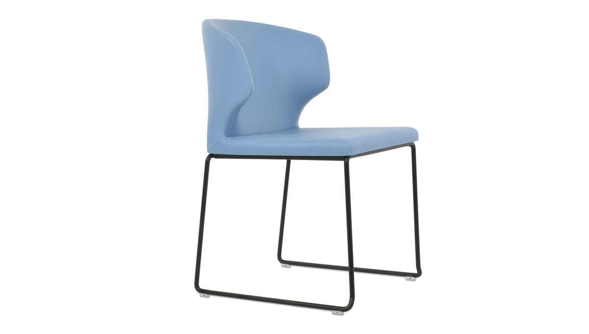Amed Wire Stackable Chair by SohoConcept, showing side view of amed wire stackable chair.