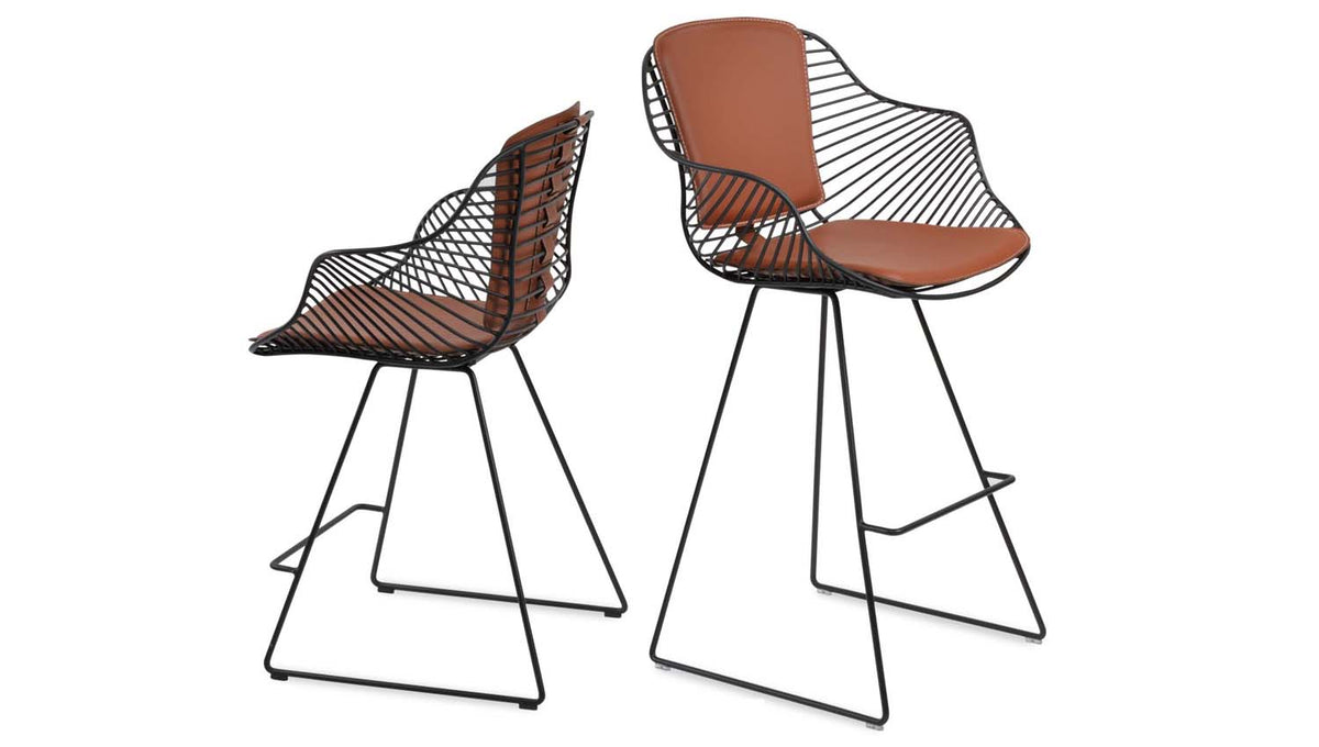 Zebra Wire Stool by SohoConcept, showing counter and bar stool.