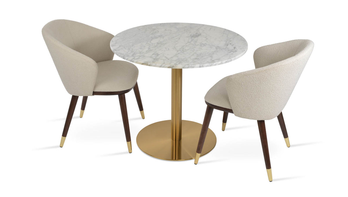 Athena Wood Dining Chair by SohoConcept, showing two athena wood dining chair with table.