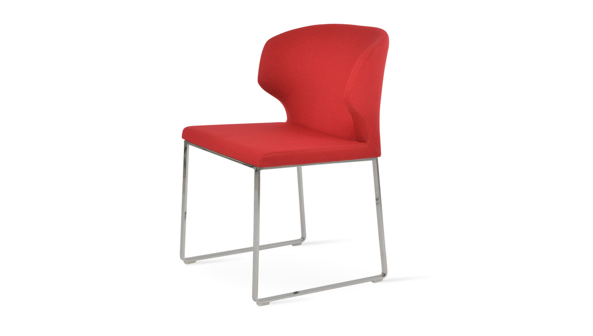 Amed Sled Dining Chair by SohoConcept, showing side view of amed sled dining chair.