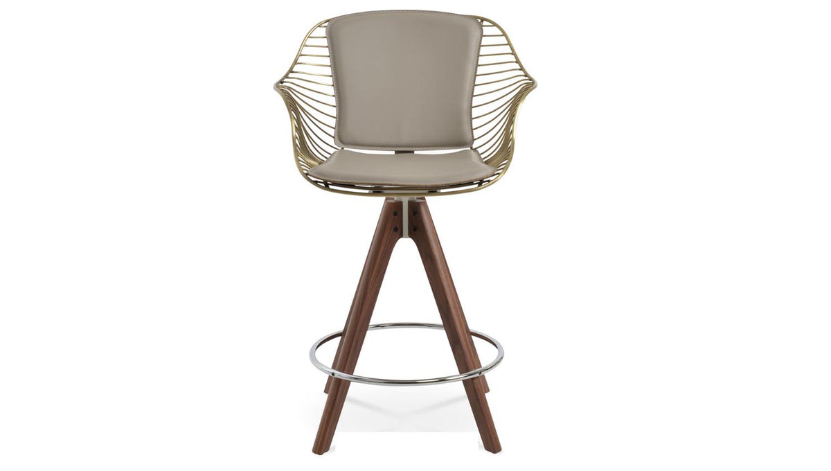 Zebra Pyramid Swivel Stool by SohoConcept, showing front view of zebra pyramid swivel stool.
