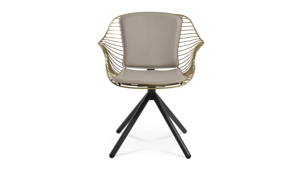 Zebra Stick Swivel Armchair by SohoConcept, showing front view of zebra stick swivel armchair.