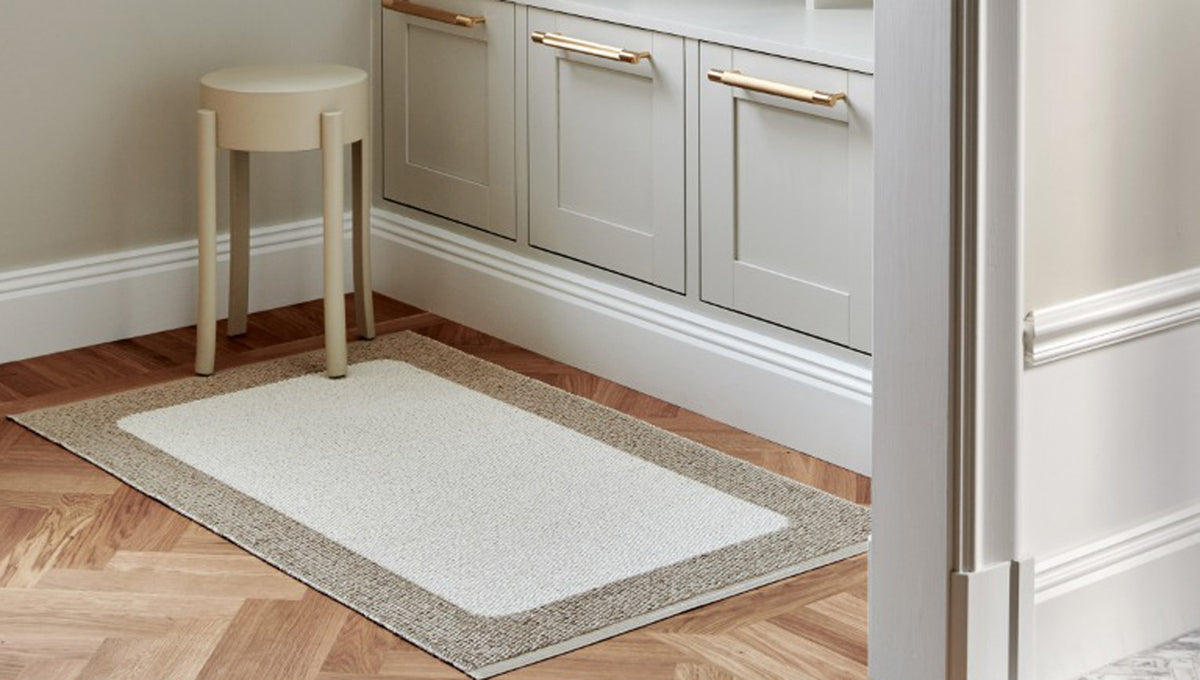 Ilda Beige & Vanilla Runner Rug by Pappelina, showing ilda beige & vanilla runner rug in live shot.
