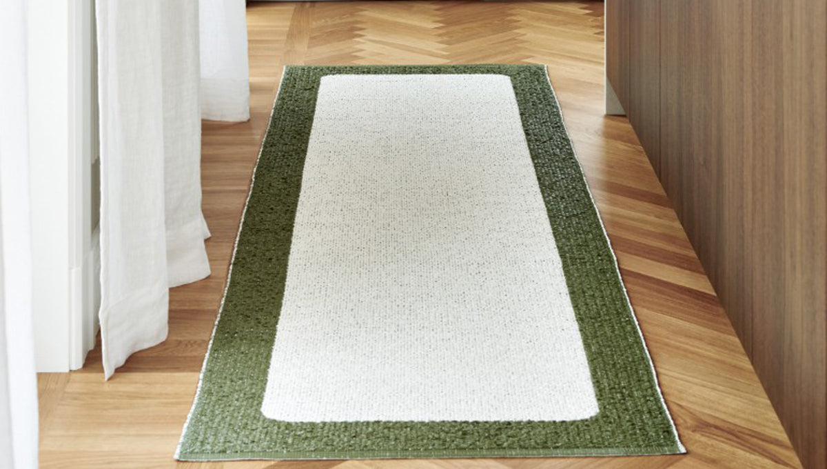 Ilda Pine & Vanilla Runner Rug by Pappelina, showing ilda pine & vanilla runner rug in live shot.