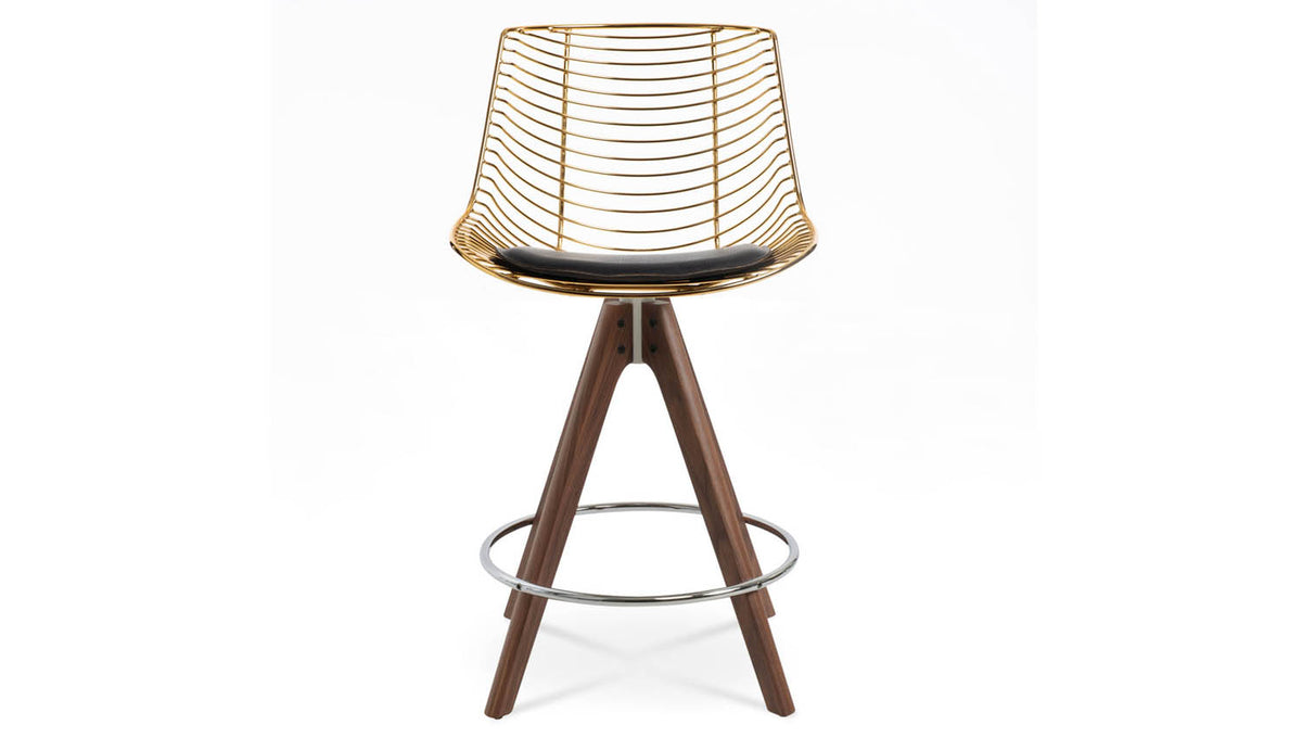 Tiger Pyramid Swivel Stool by SohoConcept, showing front view of tiger pyramid swivel stool.