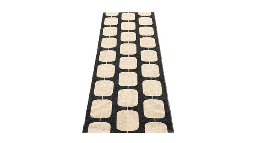 Sten Black & Cream Runner Rug by Pappelina, showing top view of sten black & cream runner rug.