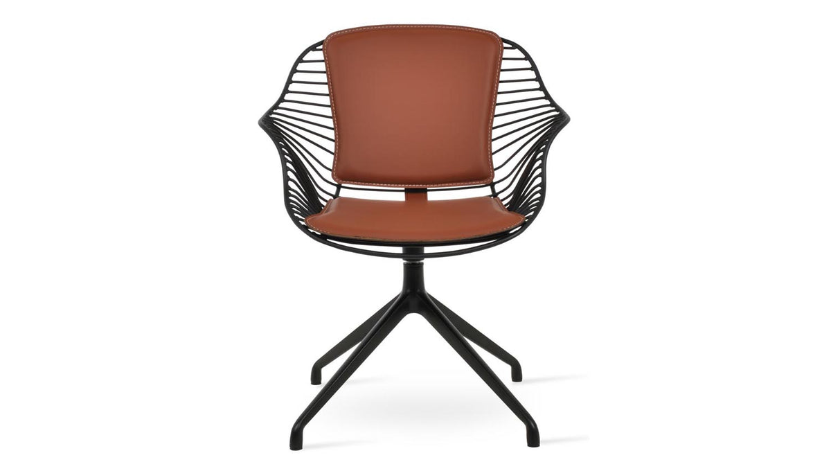 Zebra Arm Spider Swivel Chair by SohoConcept, showing front view of zebra arm spider swivel chair.
