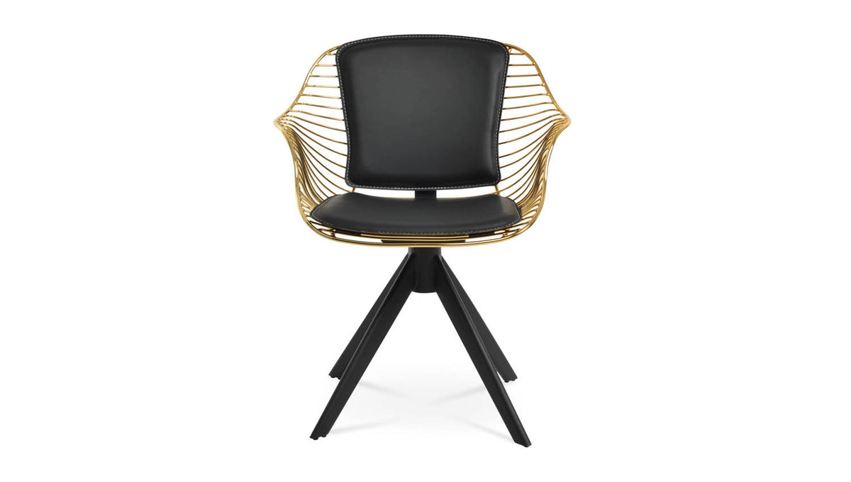Zebra Sword Swivel Armchair by SohoConcept, showing front view of zebra sword swivel armchair.