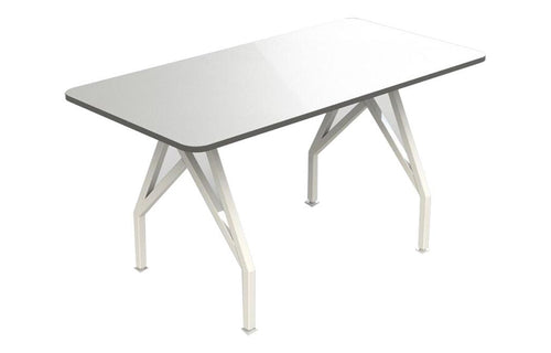 Hot Spot Bar Height Conference and Dining Table by Scale 1:1 - 6FT, White Matte/Storm Gray.