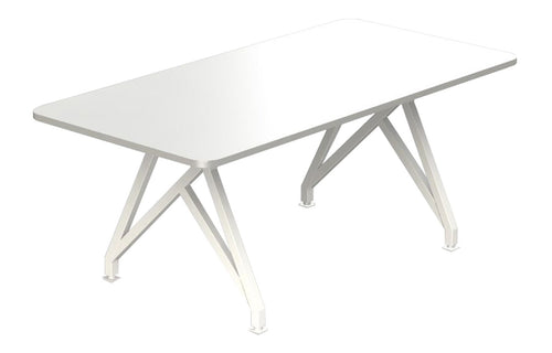 Hot Spot Table Height Conference and Dining Table by Scale 1:1 - 6FT, No Power Unit, White Matte/White.