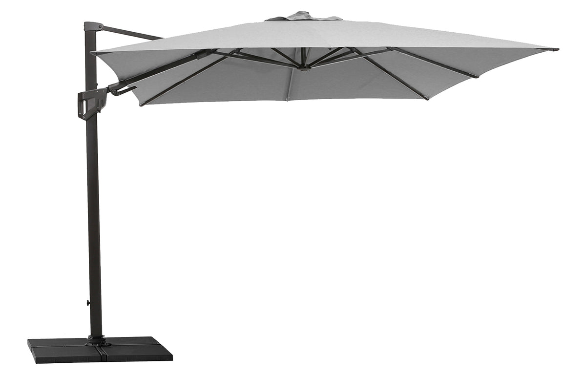 Hyde Luxe Parasol by Cane-Line - Base Tile (4 pcs), Light Grey Olefin Fabric/Grey Aluminum.