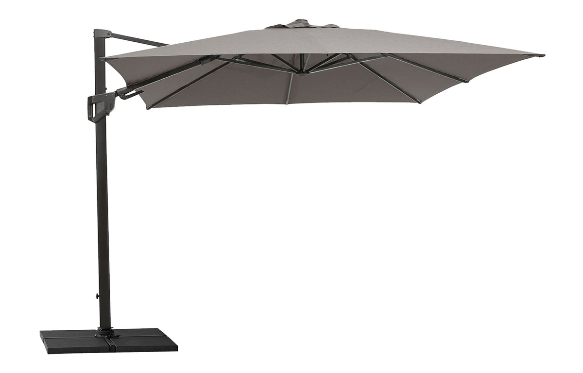 Hyde Luxe Parasol by Cane-Line - Base Tile (4 pcs), Taupe Olefin Fabric/Grey Aluminum.