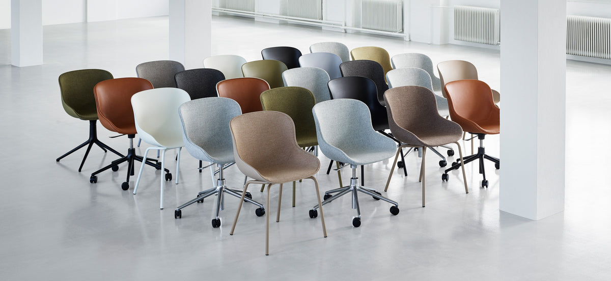 Hyg Chair by Normann Copenhagen, showing hyg chairs in live shot.