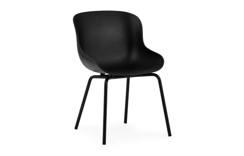 Hyg Chair by Normann Copenhagen - Black Powder Coated Steel Legs, Black Plastic Shell Seat.