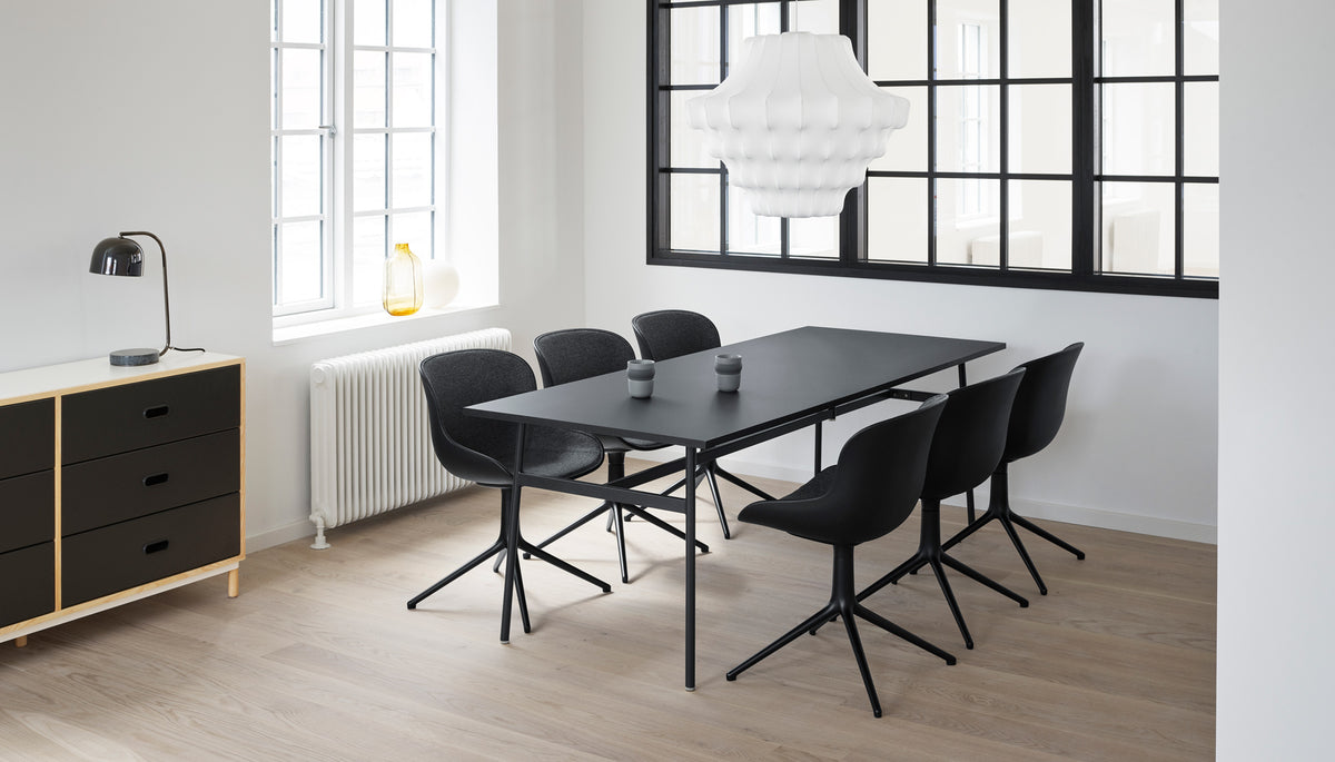 Hyg Swivel Chair by Normann Copenhagen, showing hyg swivel chairs in live shot.