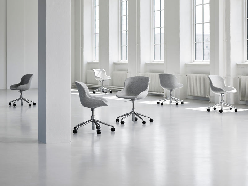 Hyg Swivel Gaslift Office Chair by Normann Copenhagen, showing hyg swivel gaslift office chairs in live shot.