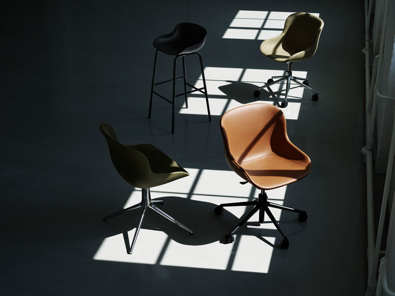 Hyg Swivel Gaslift Office Chair by Normann Copenhagen, showing hyg swivel gaslift office chairs in live shot.