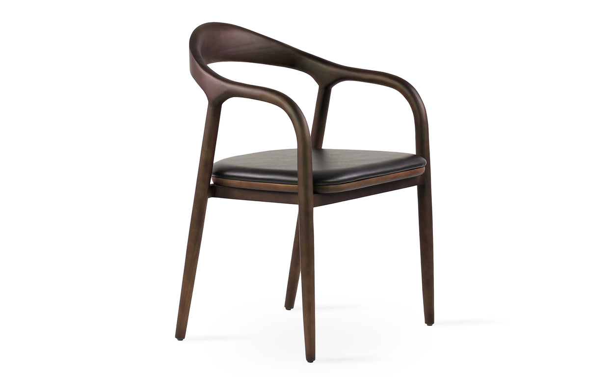 Infinity Arm Dining Chair by SohoConcept - American Walnut Wood With Camira Blazer Dark Grey Wool
