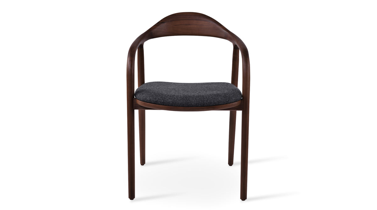 Infinity Arm Dining Chair by SohoConcept, showing front view of arm dining chair.