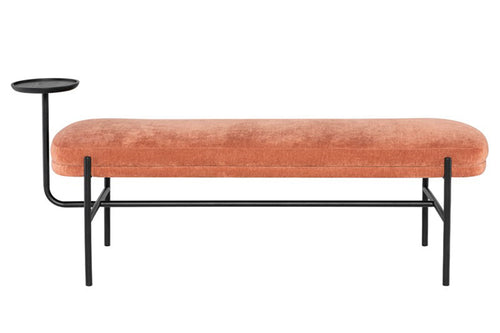 Inna Bench by Nuevo, showing side view of nectarine bench.