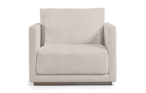 Ithica Arm Chair by Harbour - Natural Linen Fabric + Natural Oak Wood.