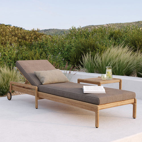 Jack Outdoor Adjustable Lounger by Ethnicraft, showing jack outdoor adjustable lounger in live shot.