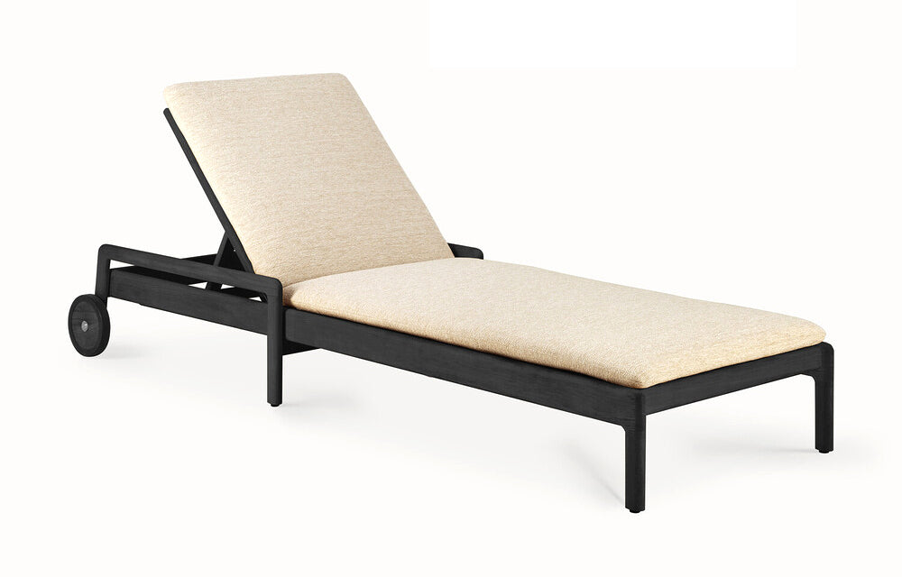 Jack Outdoor Adjustable Lounger by Ethnicraft - Teak Black, Natural Fabric Thin Cushion