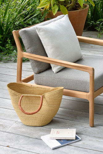 Jack Outdoor Lounge Chair by Ethnicraft, showing closeup view of outdoor lounge chair in live shot.