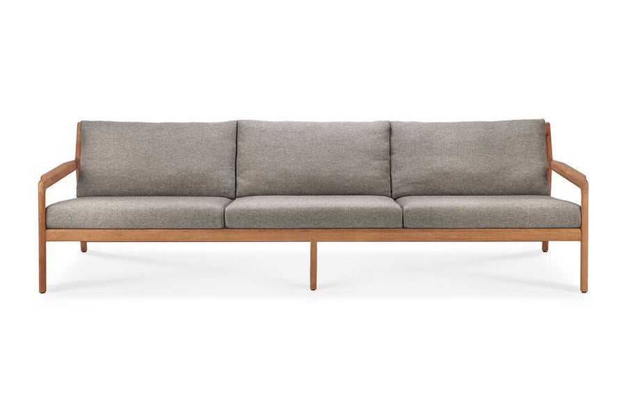 Jack Outdoor Sofa by Ethnicraft, showing front view of jack outdoor sofa in mocha fabric/3-seater.