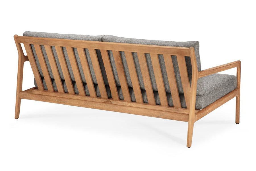 Jack Outdoor Sofa by Ethnicraft, showing back view of jack outdoor sofa in mocha fabric/2-seater.