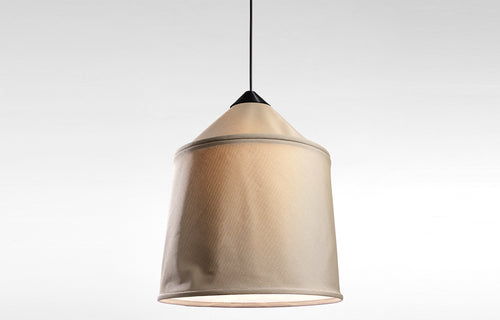 Jaima Pendant Light by Marset - Beige Textilene Shade.