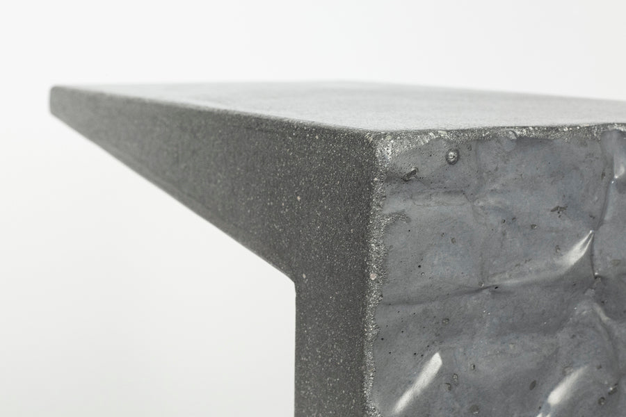 James De Wulf Crumple Block Side Table by De Wulf, showing closeup view of crumple block side table.