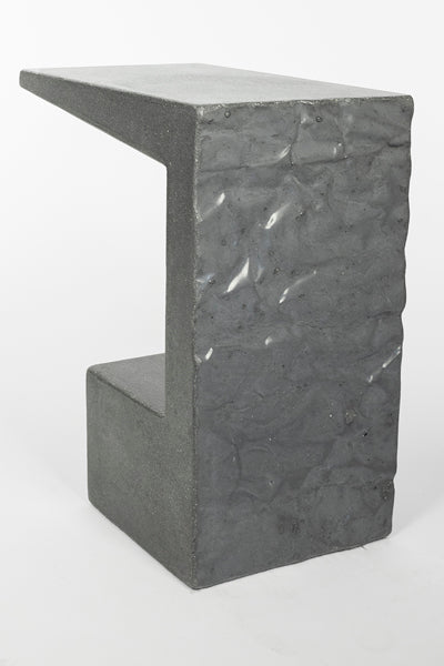 James De Wulf Crumple Block Side Table by De Wulf, showing back view of crumple block side table.