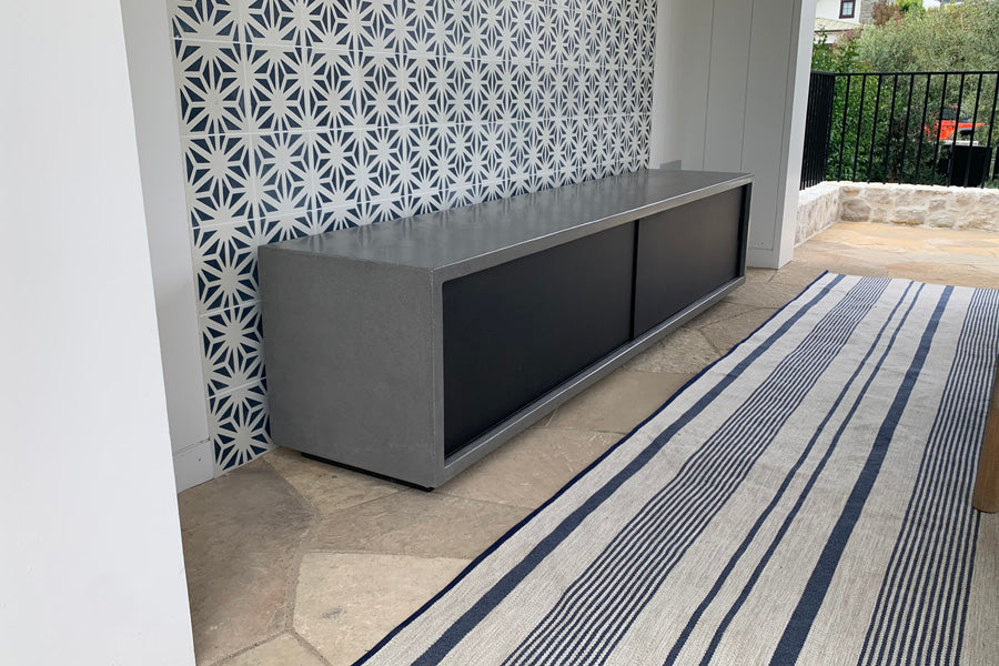 James De Wulf Game Console Table by De Wulf, showing side view of game console table.