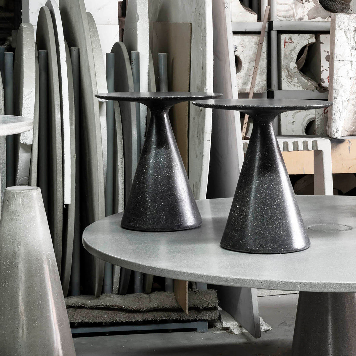 James De Wulf Mini Round Side Table by De Wulf, showing mini round table in live shot.
