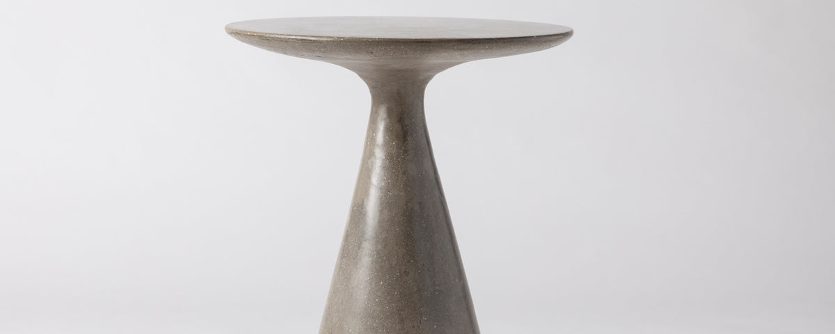 James De Wulf Round Side Table by De Wulf, showing front view of round side table.
