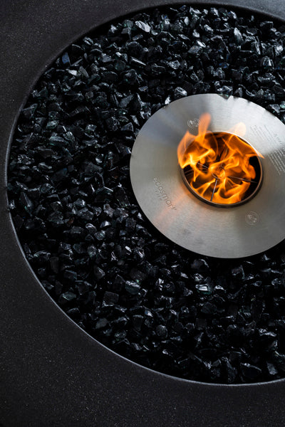 James De Wulf Stepped Fire Table by De Wulf, showing top view of stepped fire table.